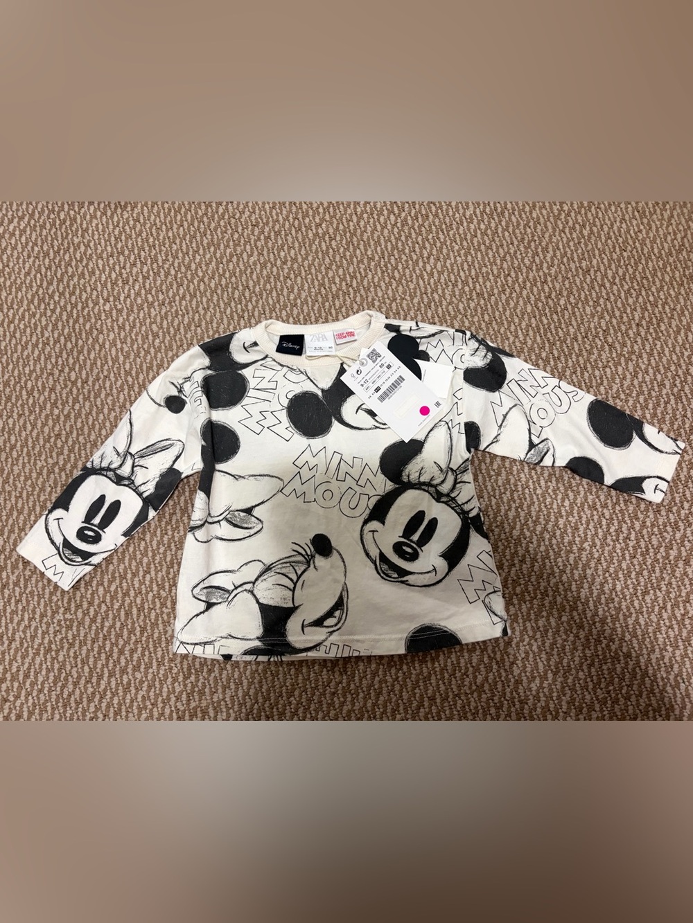 Zara baby 9-12 months Minnie Mouse Long-Sleeve Tee